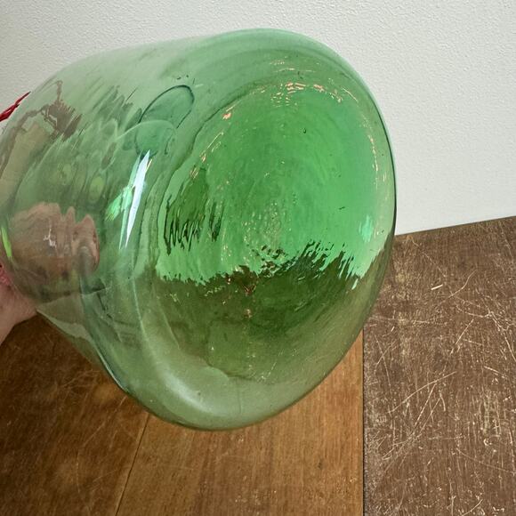Green‎ Glass Wine Decanter Jug Vintage Italian Hand Blown Ice Chamber Terrarium - Picture 10 of 11